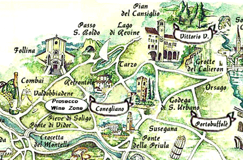  Prosecco Wine Zone map, from italiaoutdoors.com