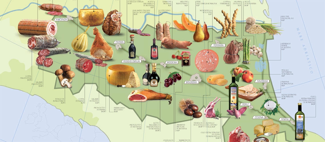 Food infographic: PDO and GPI-protected food from Emilia Romagna